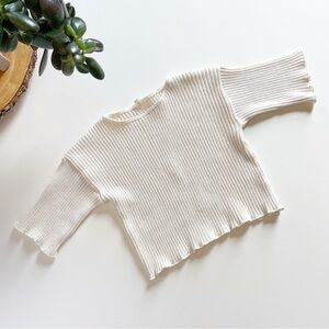 Organic Zoo Ivory Knit Ribbed Boxy Sweater | 1-2y